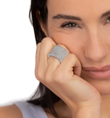 Anello Fascia Filo Sottile Intrecciato