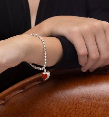 Bracciale Elastico con Cuore Rosso