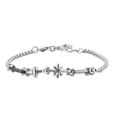 Bracciale Uomo in Acciaio e Ceramica con Rosa dei Venti