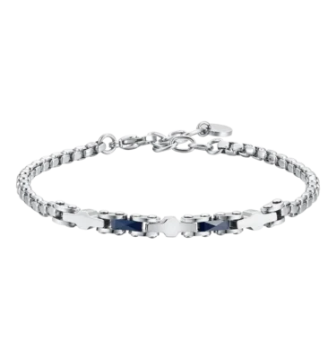 Bracciale Uomo in Acciaio con Ceramica Blu ed Elementi
