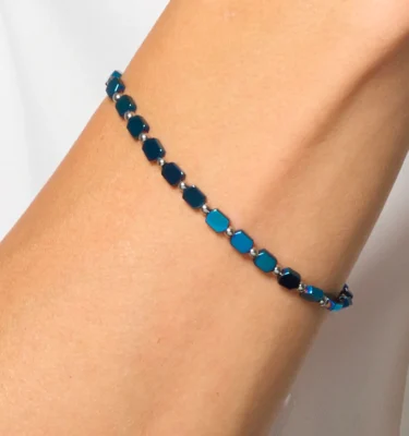 Bracciale Uomo in Acciaio con Ematite Blu