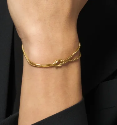 Bracciale Uomo in Acciaio IP Gold con Nodo