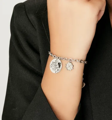 Bracciale Donna in Acciaio “Segui Sempre la Strada che ti Rende Felice”