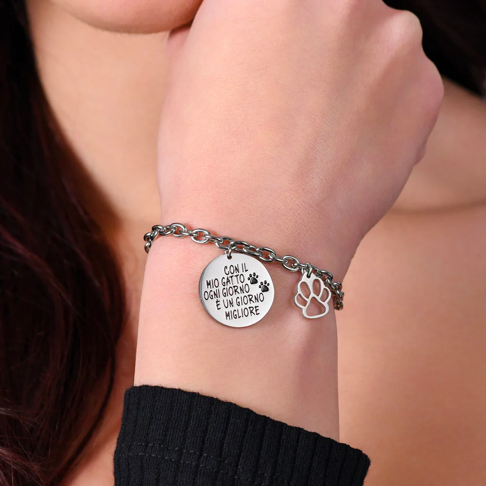 Bracciale Donna in Acciaio Gatto 1 Bracciale Donna in Acciaio Gatto