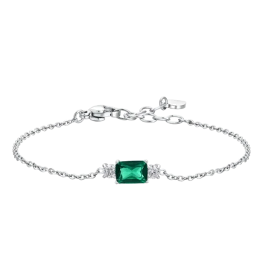 Bracciale Donna in Acciaio con Zirconi Verde e Bianco