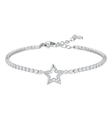 Bracciale Tennis Donna in Acciaio con Stella e Punti Luce Zircone Bianco