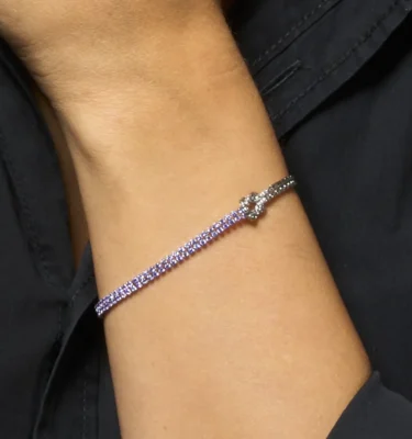 Bracciale Donna in Acciaio con Nodo e Zirconi Viola