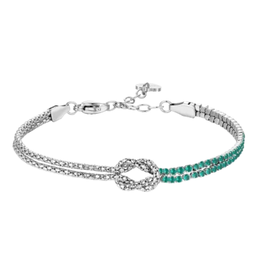 Bracciale Donna in Acciaio con Nodo e Zirconi Verdi