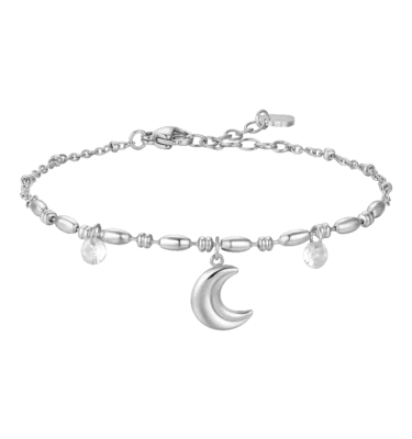 Bracciale Donna in Acciaio con Luna e Zirconi Bianchi