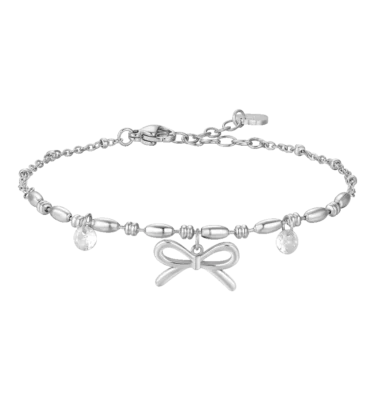 Bracciale Donna in Acciaio con Fiocco e Zirconi Bianchi