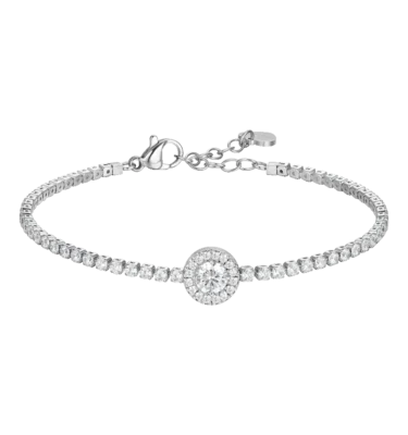 Bracciale Tennis Donna in Acciaio con Elemento con Zirconi Bianchi