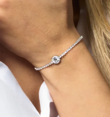 Bracciale Tennis Donna in Acciaio con Elemento con Zirconi Bianchi