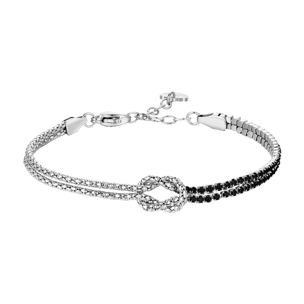 Bracciale Donna in Acciaio con Nodo e Zirconi Neri 1 Bracciale Donna in Acciaio con Nodo e Zirconi Neri