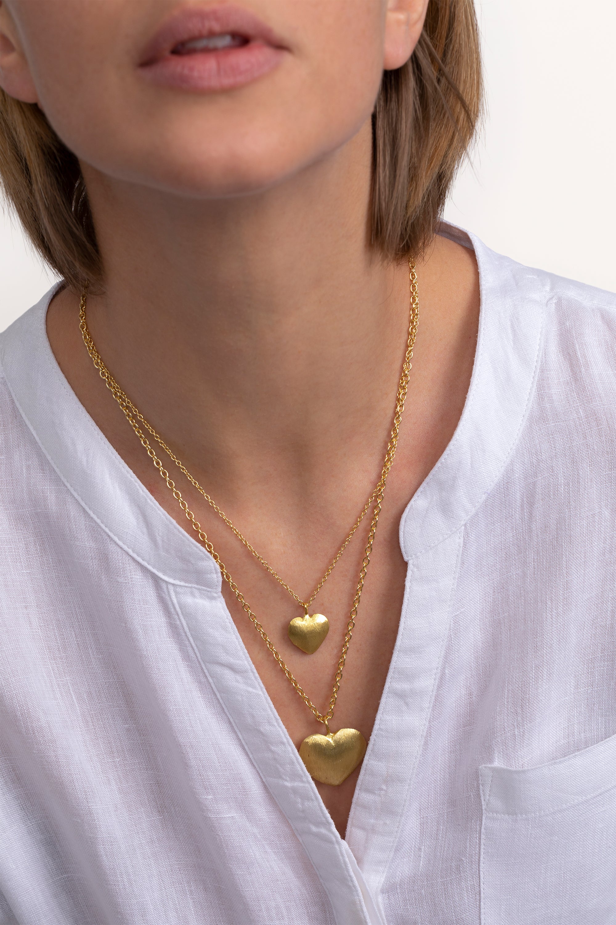 Collana 2 Catene Cuori Bombati 2 Collana 2 Catene Cuori Bombati - immagine 2