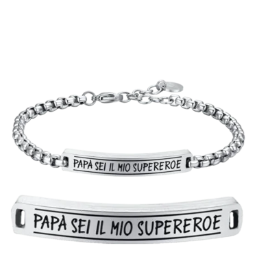 Bracciale Uomo in Acciaio “Papà sei il mio Supereroe”