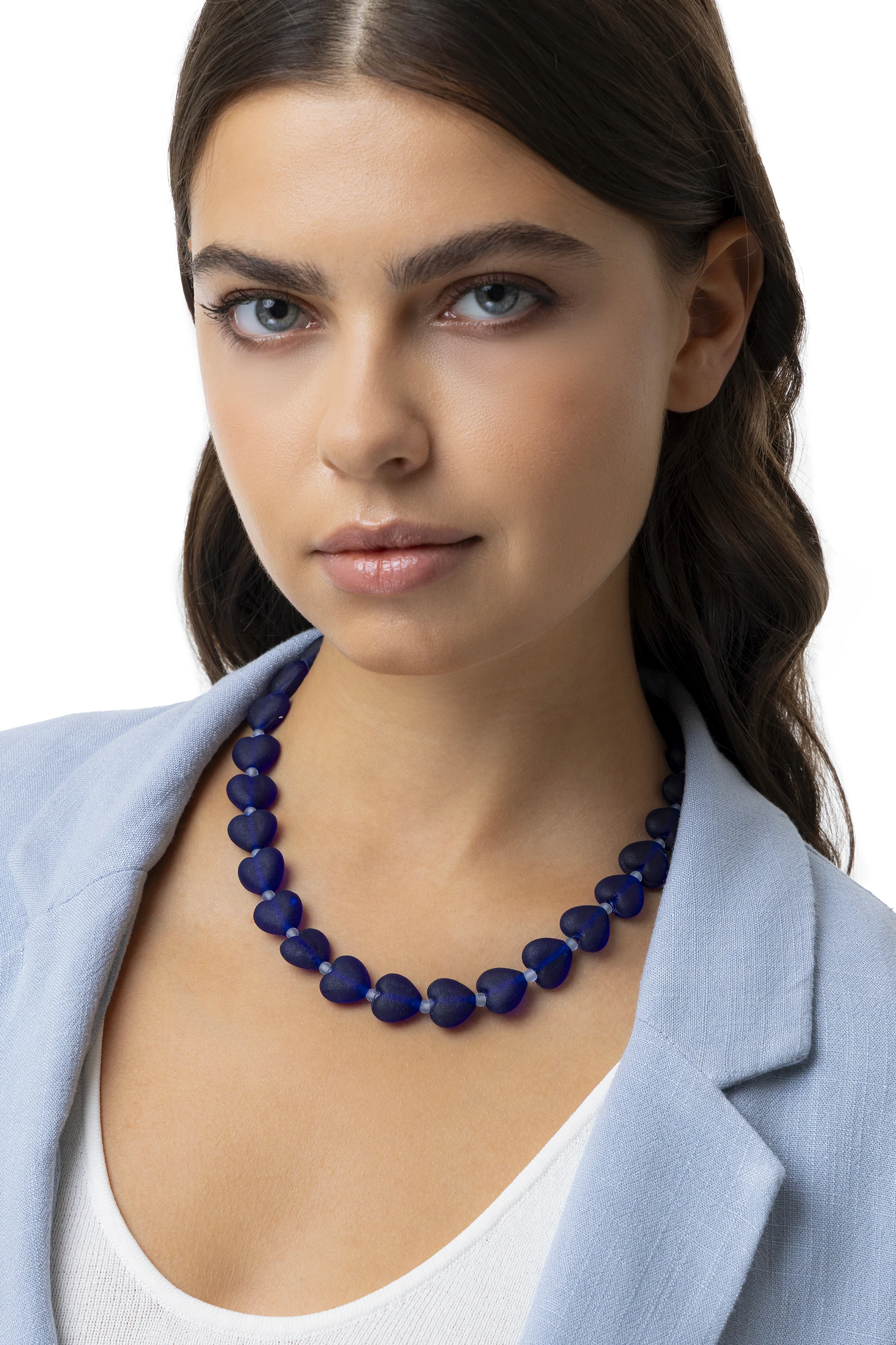 Collana Vetro Cuori Blu 2 Collana Vetro Cuori Blu - immagine 2