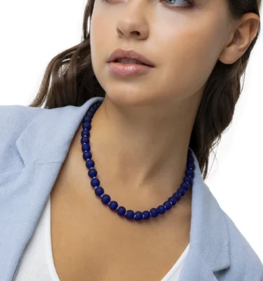 Collana a Sfera di Vetro Blu