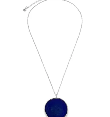 Collana Piastra Rotonda Blu