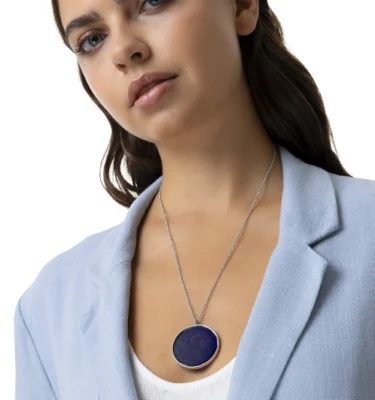 Collana Piastra Rotonda Blu